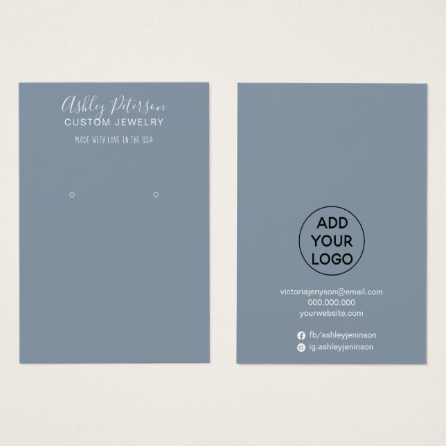 Écran d'oreille simple bleu poussiéreux (Devant & derrière)