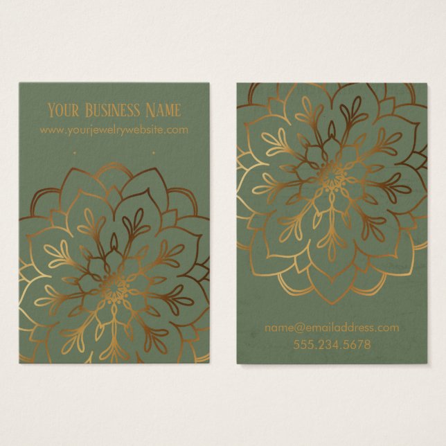 Écran Porte-oreilles Gold Mandala & Olive Green (Devant & derrière)