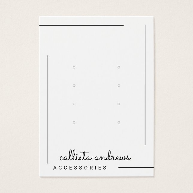 Ecran Simple Blanc Bordure Noire Boucles d'oreille (Devant)