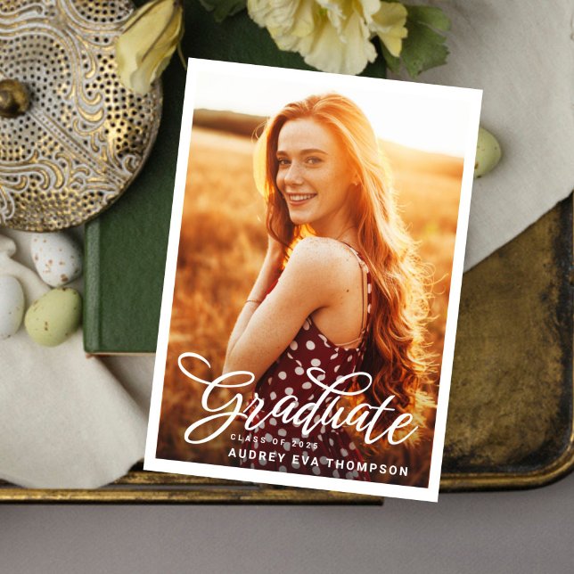 Écrire Curly Graduate Photo Invitation (Créateur téléchargé)