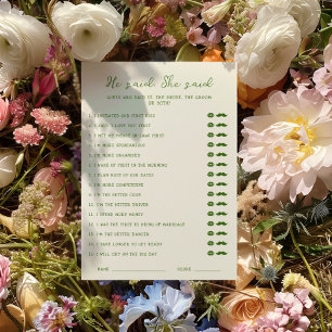 écrit à la main en vert Il dit qu'elle a dit Carte