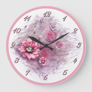 Écrit Dans Floral Rose Mur Horloge