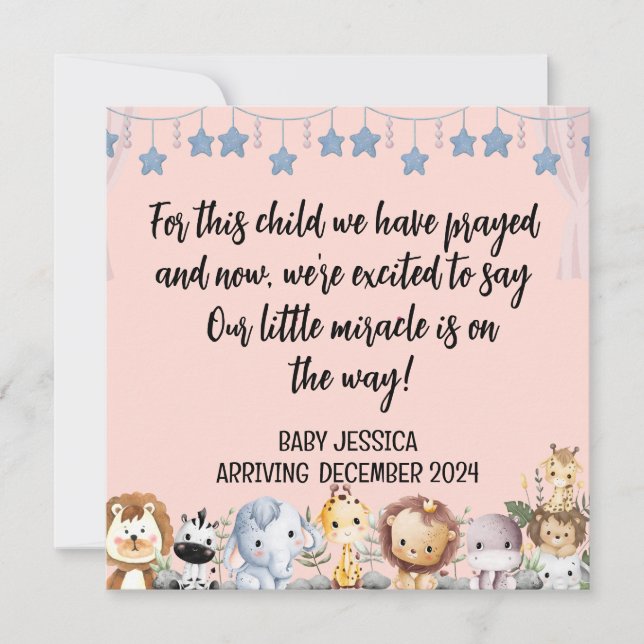 Écriture Baby Girl Carte Faire-part Cet enfant 2 (Devant)
