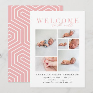 Écriture de girly rose photo Faire-part de naissan