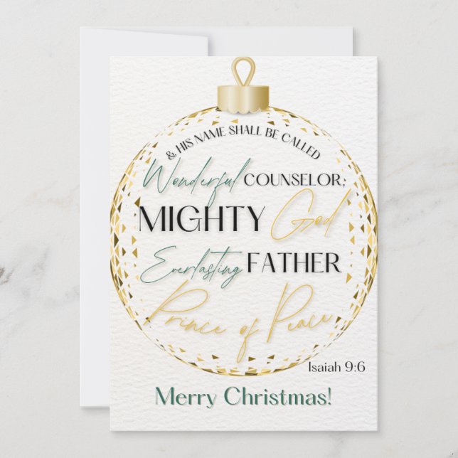 Écriture de Noël Carte de voeux Isaïe 9:6 (Devant)