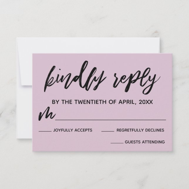 Écriture décontractée Lumière Mariage Mauve Carte  (Devant)