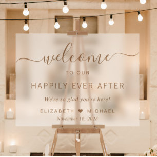 Écriture dorée chic pour mariage givré Bienvenue