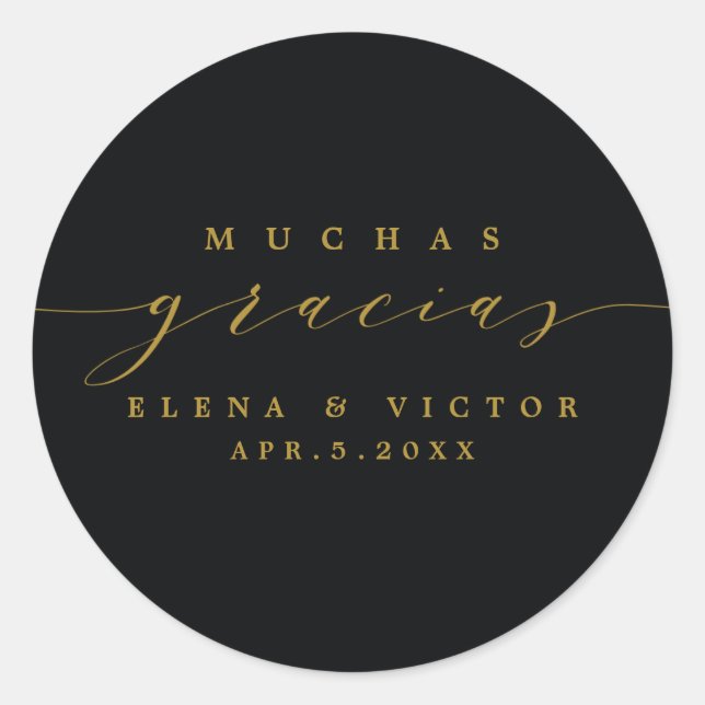 ÉCRITURE ÉLÉGANTE MUCHAS GRACIAS | AUTOCOLLANT MER (Devant)
