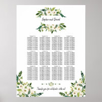 Écriture Florale en fleurs blanc Tableau de sièges