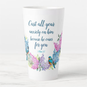 Écriture florale moderne 1 Pierre 5:7 Café Mug