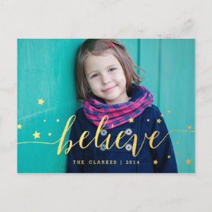 Écriture manuscrite Gold Believe   Carte postale H