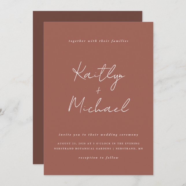 Écriture manuscrite moderne Faire-part de mariage  (Devant / Derrière)