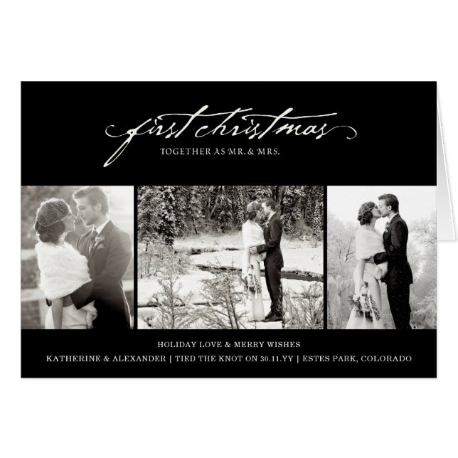 Écriture manuscrite vintage Premier Mariage photo  (Devant horizontal)