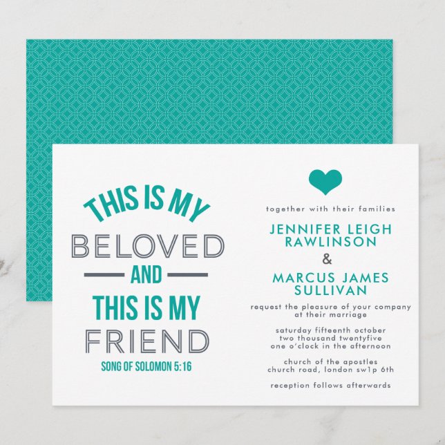 Écriture moderne Faire-part de mariage chrétienne (Devant / Derrière)