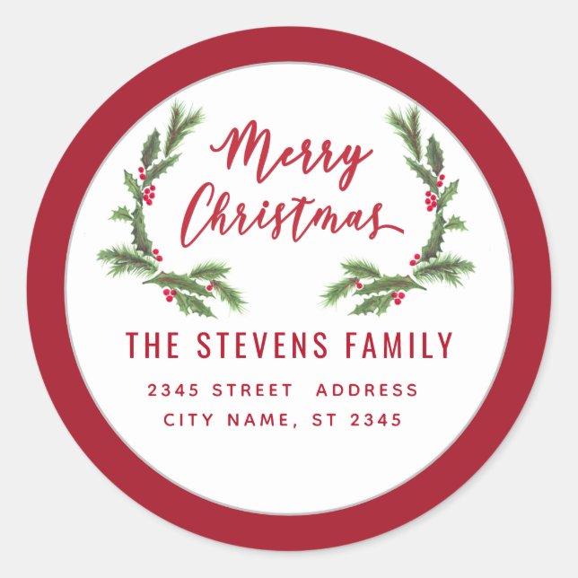 Écriture moderne Joyeux Noël rouge saint Étiquette (Devant)