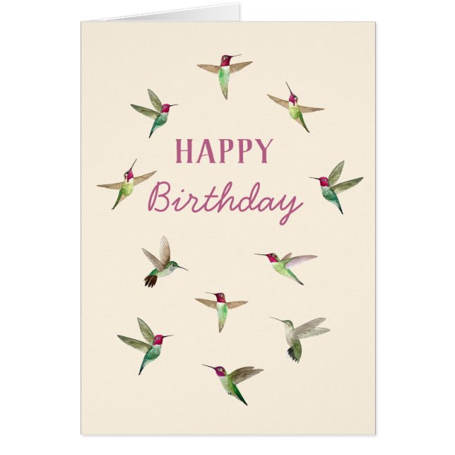 Ecru Anna's Hummingbirds Birthday Card (Vorne)