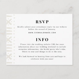 Ecru Boho Mudcloth Border Wedding Begleitkarte
