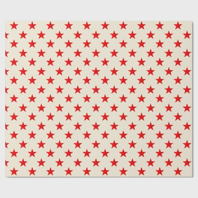 Ecru Bright Red Stars Geschenkpapier (Flach)