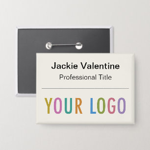 Ecru Button Back Name Abzeichen mit Logo Name Tag 