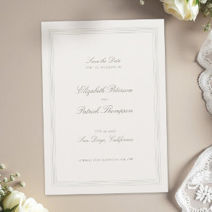 Ecru Dreifach Formal Elegant Modern Klassisch Hoch Save The Date
