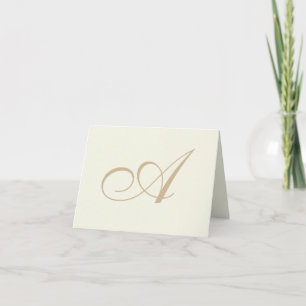 Ecru-elegante Schrift-Monogramm-Dankeskarten Dankeskarte