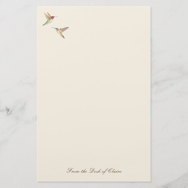 Ecru Hummingbird Stationery Paper Briefpapier (Vorderseite)