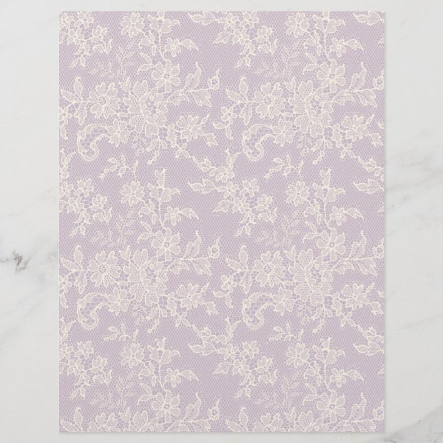 Ecru Lace on Lilac Arts & Craft Scrapbook Paper (Vorderseite)