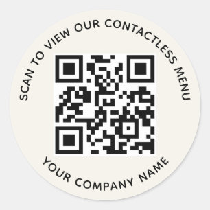 Ecru Menü QR Code Stickers Runde Custom Company