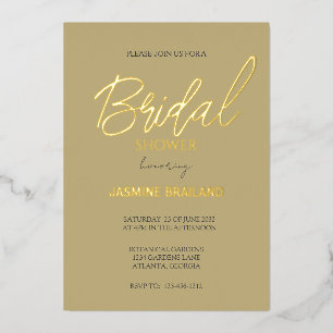 Ecru Modern Simple Brautparty Gold Folieneinladung