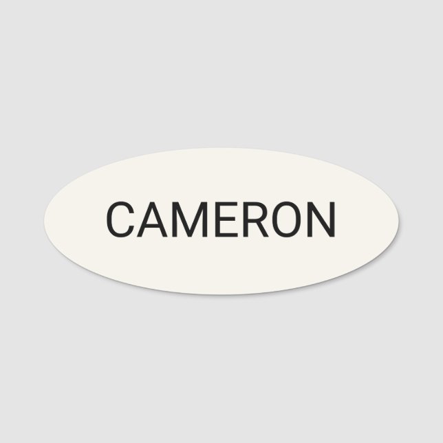 Ecru Oval Name Tag Abzeichen Button oder Magnetic  (Vorderseite)