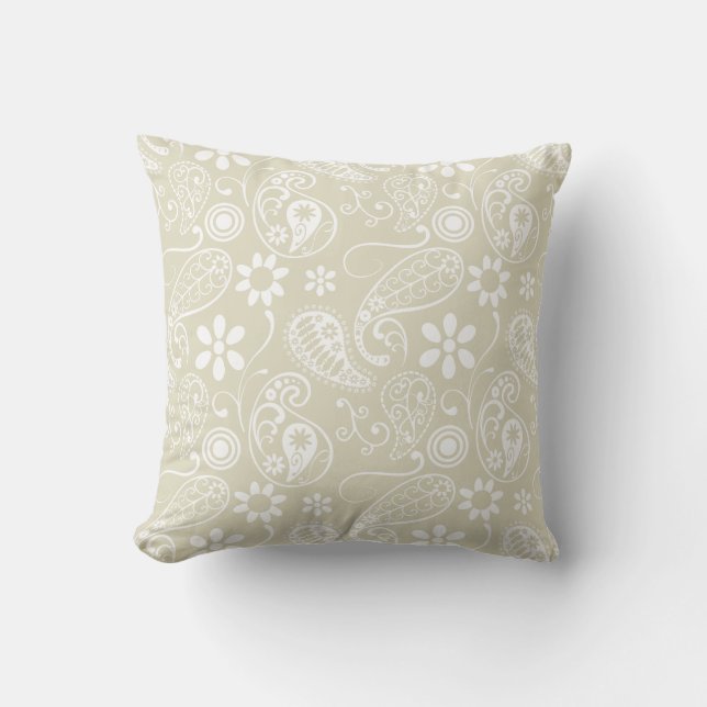 Ecru Paisley, Floral Kissen (Vorderseite)