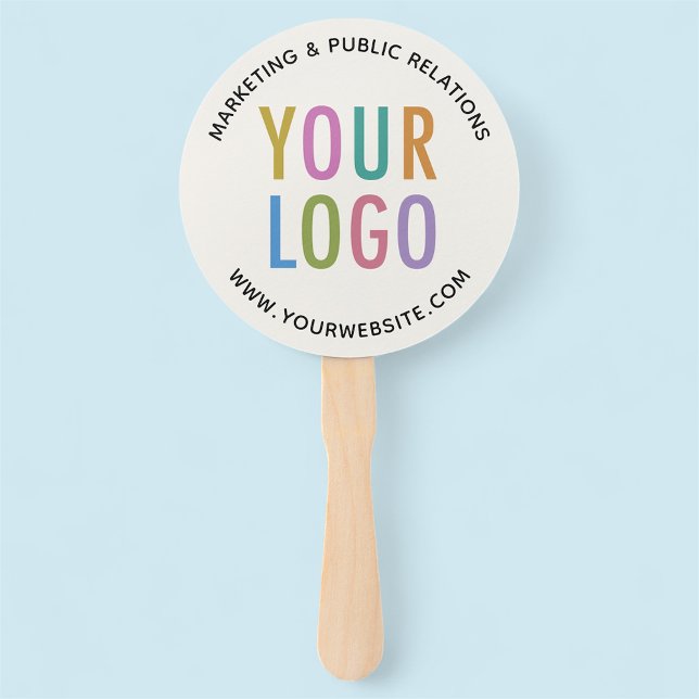 Ecru-Papierfächer mit Logo-Runde Fächer (MISOOK Ecru Round Fan on a Stick with Logo)