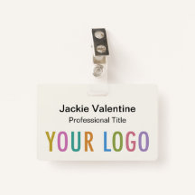 Ecru-PVC-Name-Abzeichen mit Rollen-Clip oder Lanya