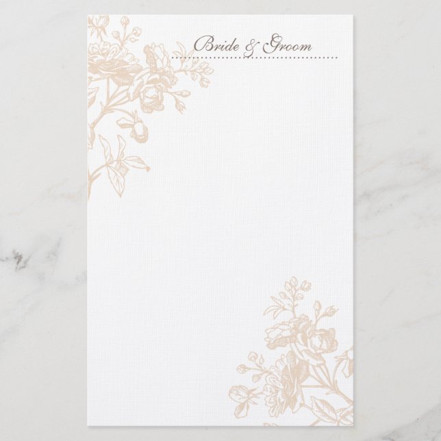 Ecru Rose Wedding Stationery Briefpapier (Vorderseite)