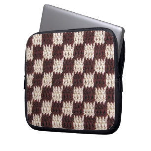 Ecru Schachbrett Artisan Crochet Print Electronics Laptopschutzhülle