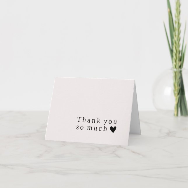 Ecru Wedding Vielen Dank Typografy Heart Card Dankeskarte (Vorderseite)