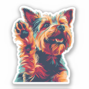 Ecstatic Yorkshire Terrier Wave at You Aufkleber