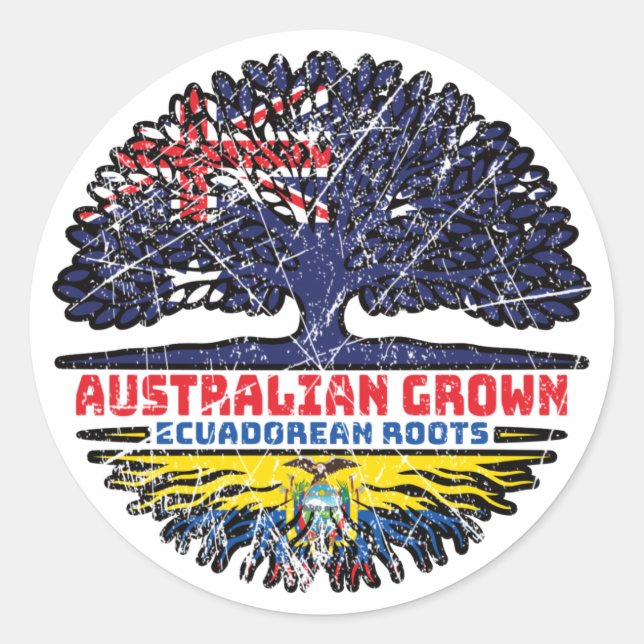 Ecuador Ecuadorian Ecuadorian Australien Runder Aufkleber (Vorderseite)