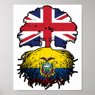 Ecuador Ecuadorianische britische Tree Roots Flag Poster