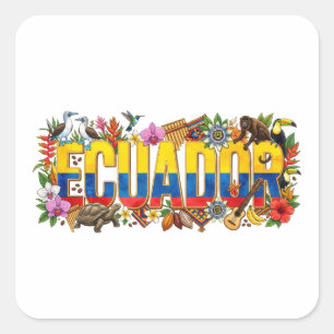 Ecuador Erbe - Wildtiere, Kultur & Tradition Quadratischer Aufkleber