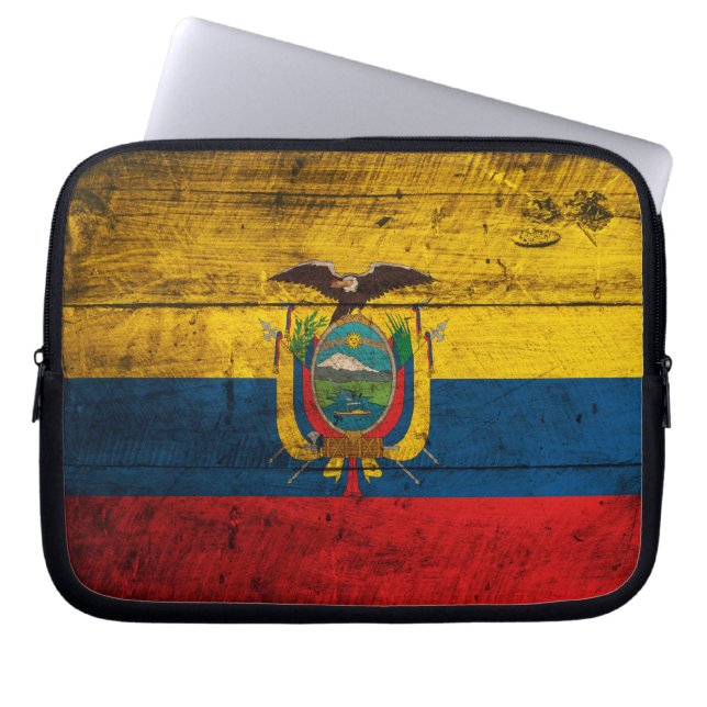 Ecuador-Fahne aus Holz Laptopschutzhülle (Vorderseite)