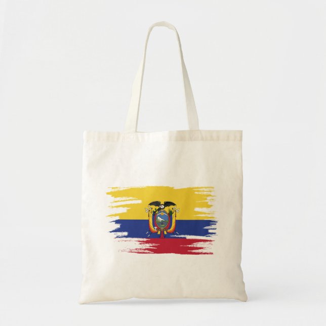 Ecuador Flag Brush Art Tragetasche (Vorne)