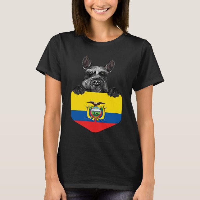 Ecuador Flag Giant Schnauzer Dog In Pocket T-Shirt (Vorderseite)