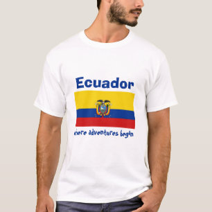 Ecuador-Flagge + Karte + Text-T-Shirt T-Shirt