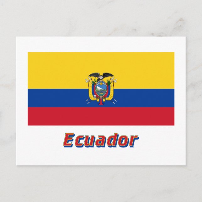 Ecuador-Flagge mit Namen Postkarte (Vorderseite)