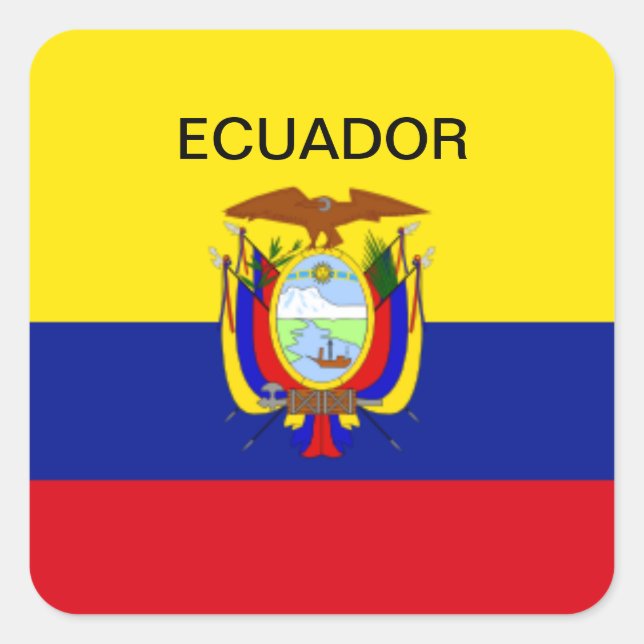 Ecuador-Flagge Quadratischer Aufkleber (Vorderseite)