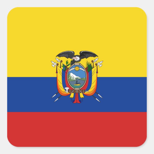Ecuador-Flaggen-Aufkleber Quadratischer Aufkleber (Vorderseite)