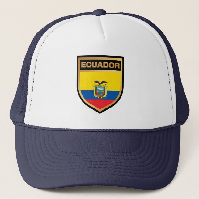 Ecuador-Flaggenschild Truckerkappe (Vorderseite)