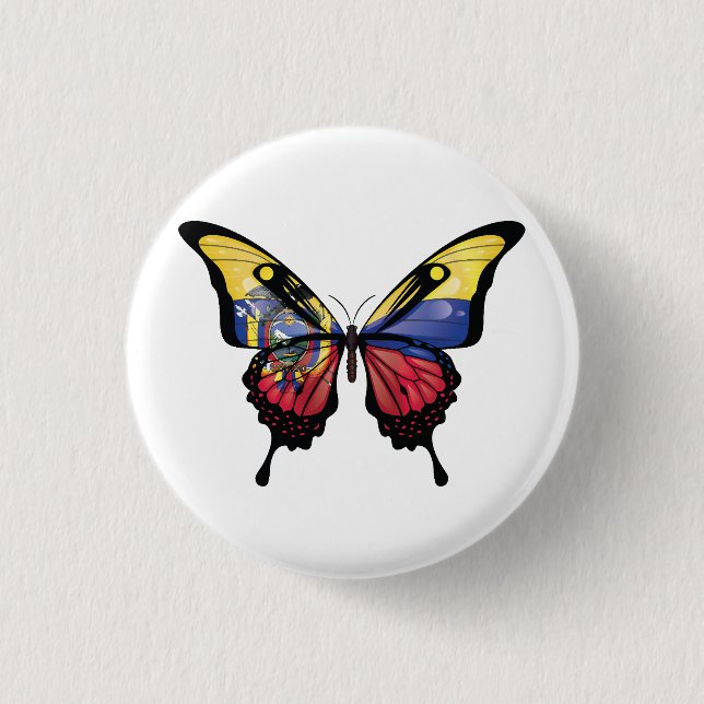 Ecuador Frack-Schmetterlingsflagge Button (Vorderseite)