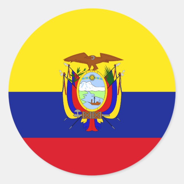 Ecuador Hochwertige Flagge Runder Aufkleber (Vorderseite)